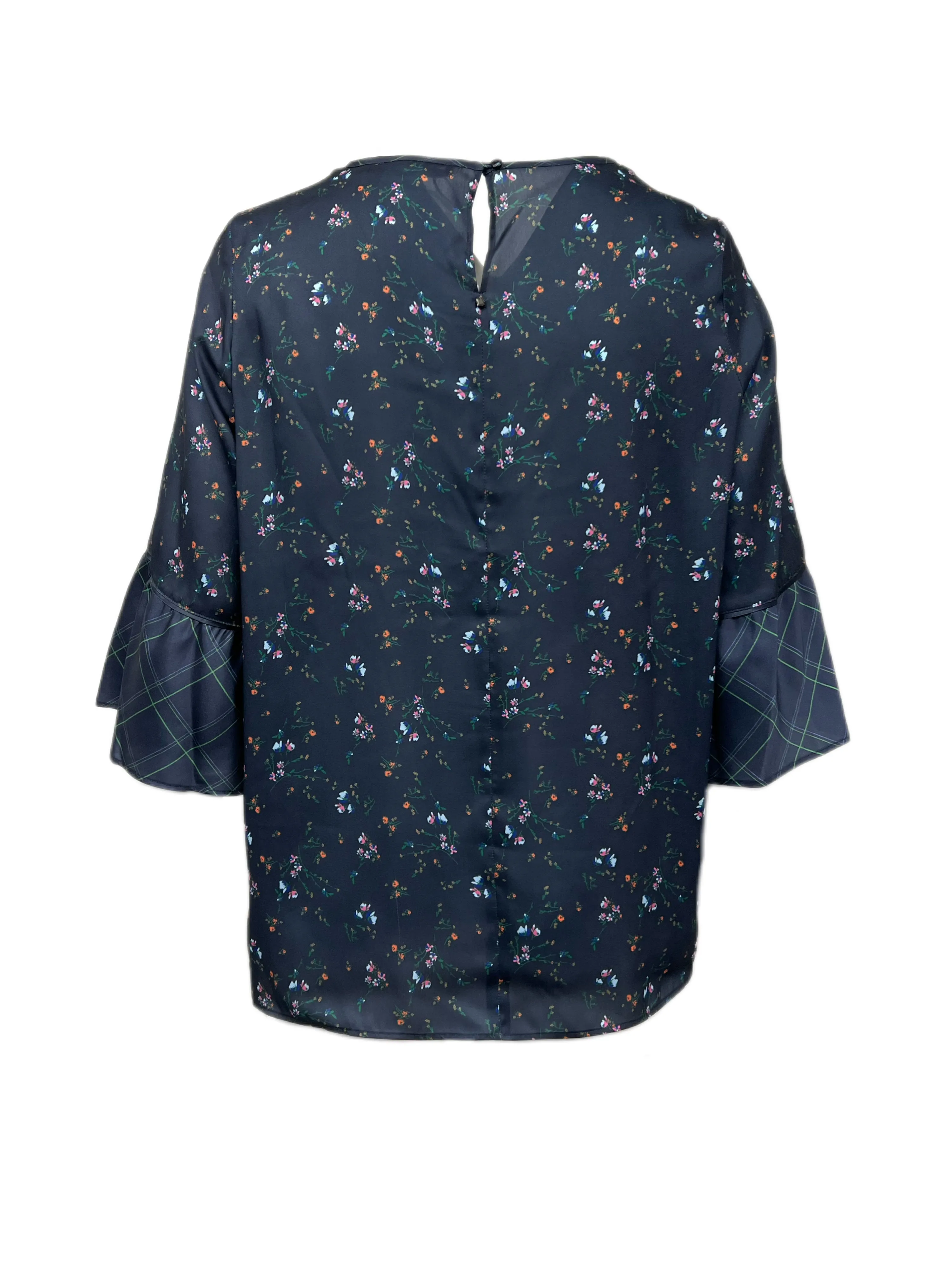 Marina Rinaldi Women's Navy Baltico Floral Printed Blouse NWT
