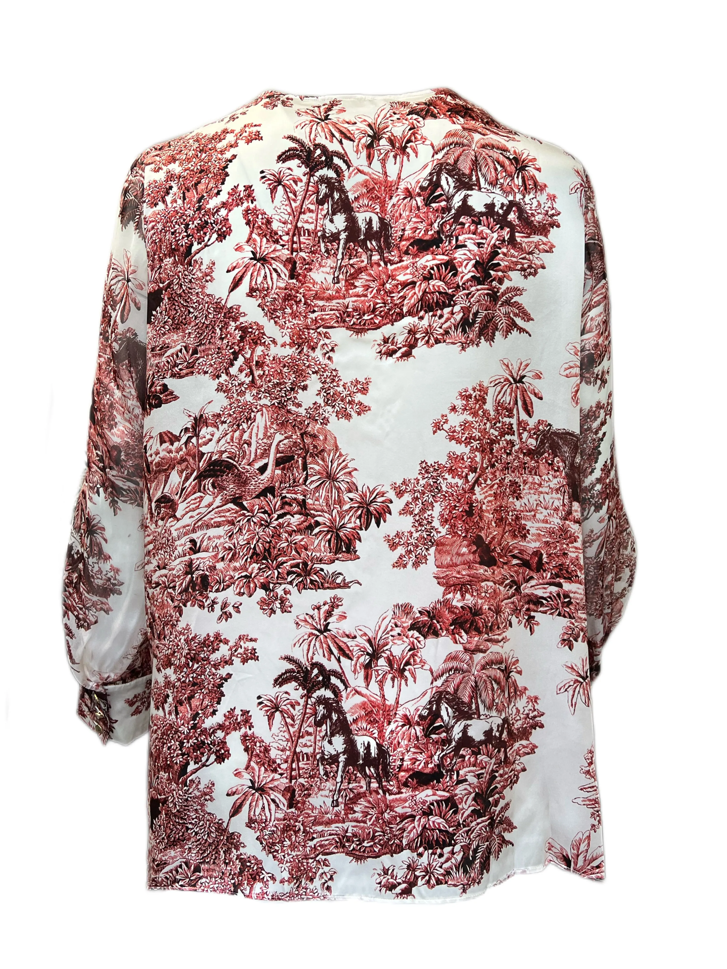 Marina Rinaldi Women's Pink Base Printed Silk Blouse NWT