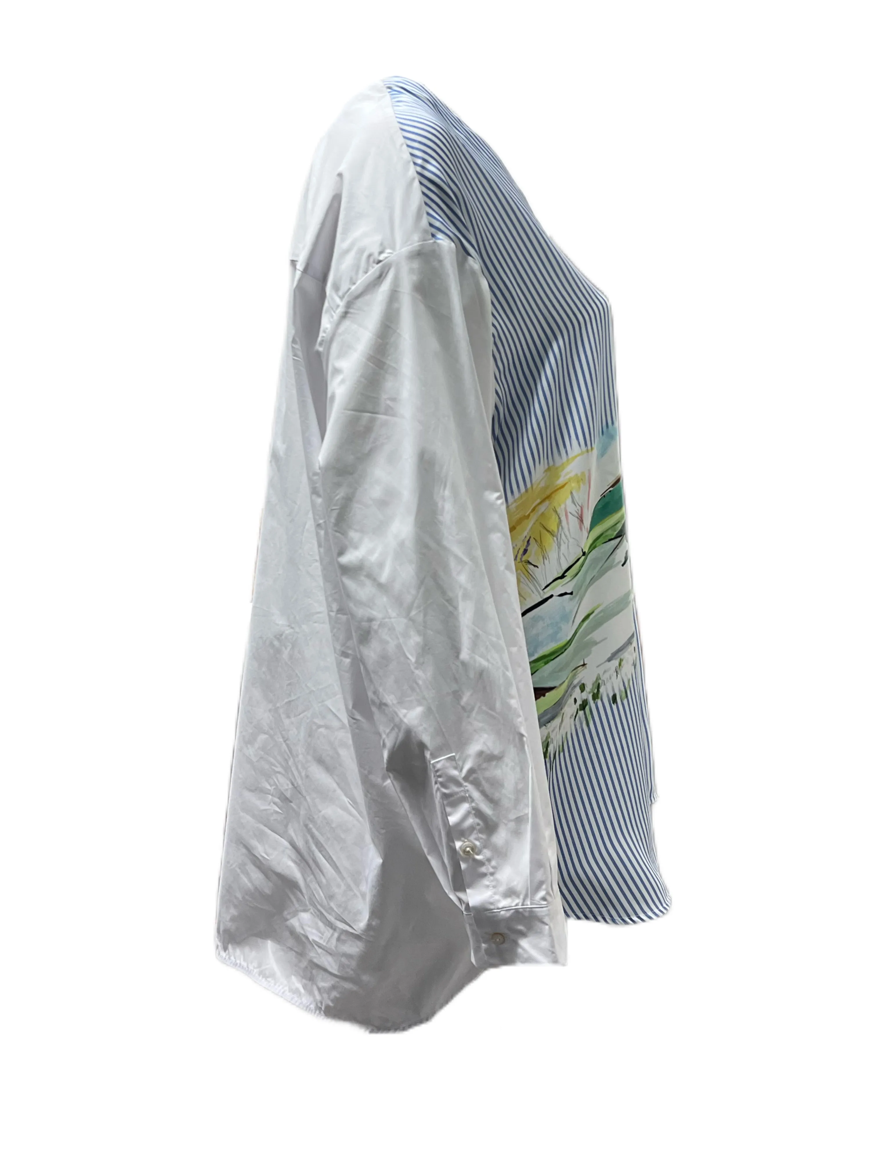 Marina Rinaldi Women's White Faretra Printed Front Shirt NWT