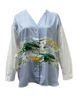 Marina Rinaldi Women's White Faretra Printed Front Shirt NWT