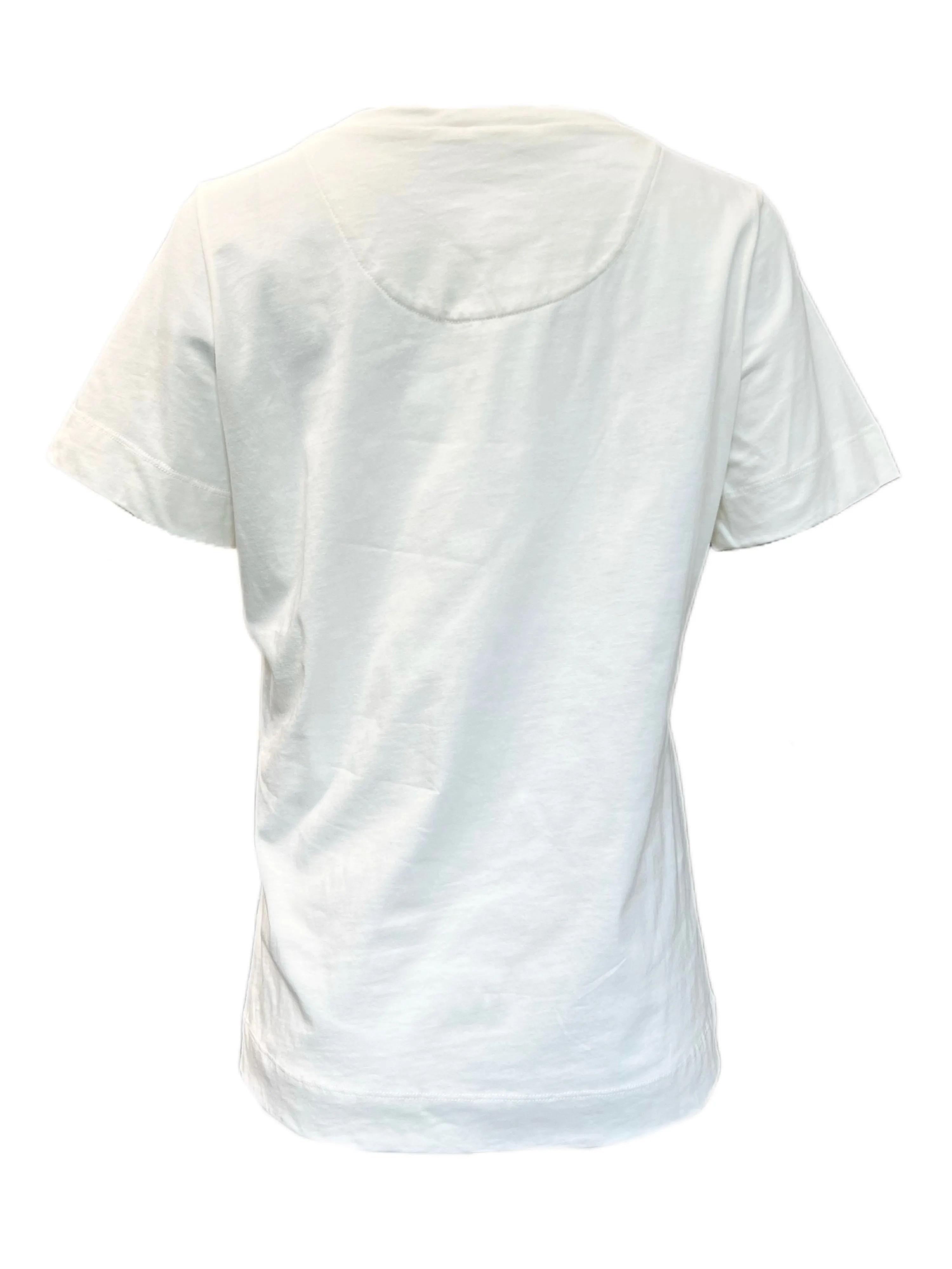 Marina Rinaldi Women's White Vela Printed Cotton T Shirt NWT