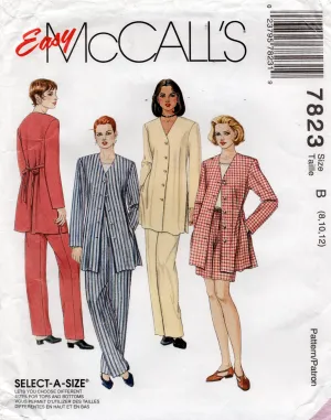 McCall's 7823 Womens EASY Jacket Top Pants & Shorts 1990s Vintage Sewing Pattern Size 8 - 12 UNCUT Factory Folded