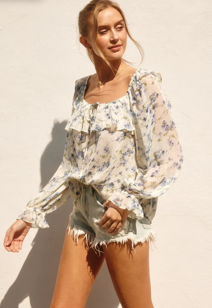Meadow Ruffled Square-Neck Blouse