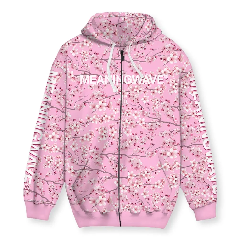 MEANINGWAVE CHERRY BLOSSOM Men's Zip-Up Hoodie