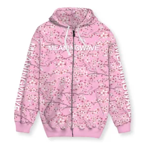 MEANINGWAVE CHERRY BLOSSOM Men's Zip-Up Hoodie