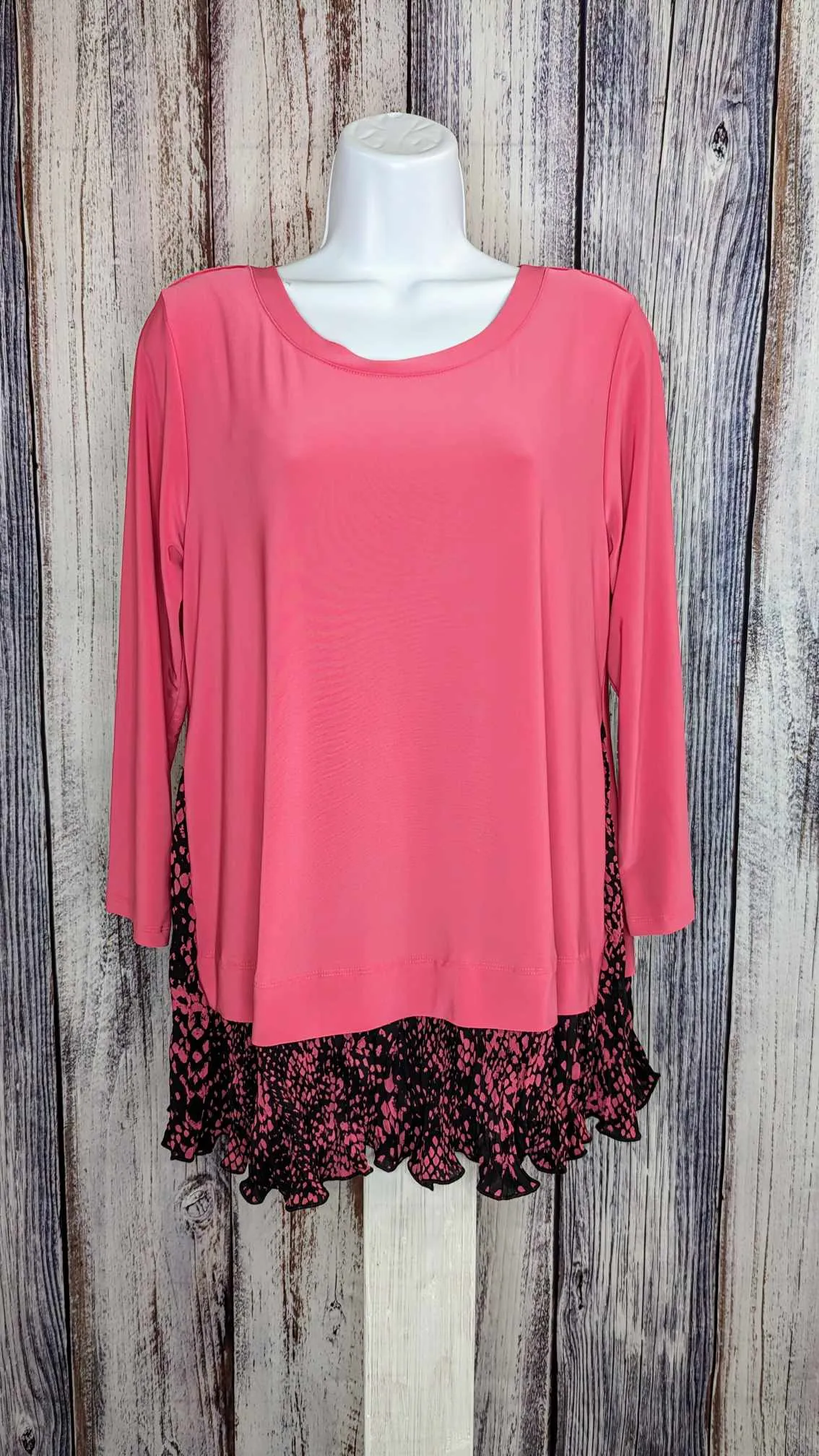 MEDIUM LIPSTICK A627427 Attitudes by Renee Knit Top With Pleated Godet Peplum