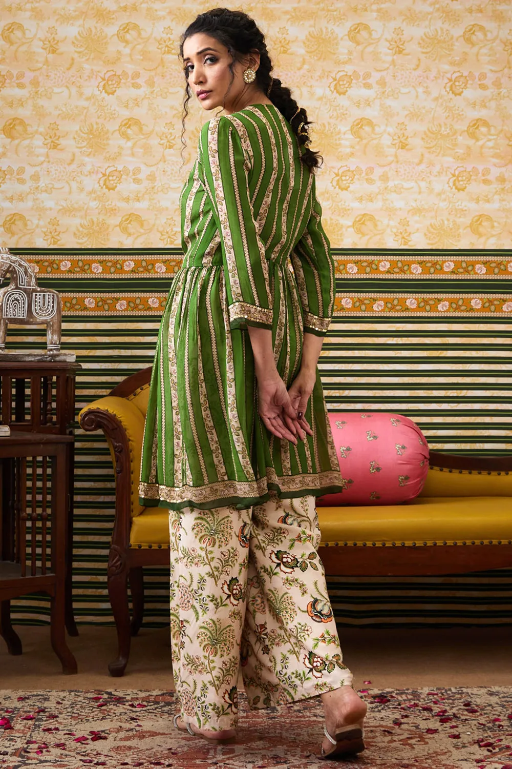 Mehr Printed Jumpsuit With Embellished Top