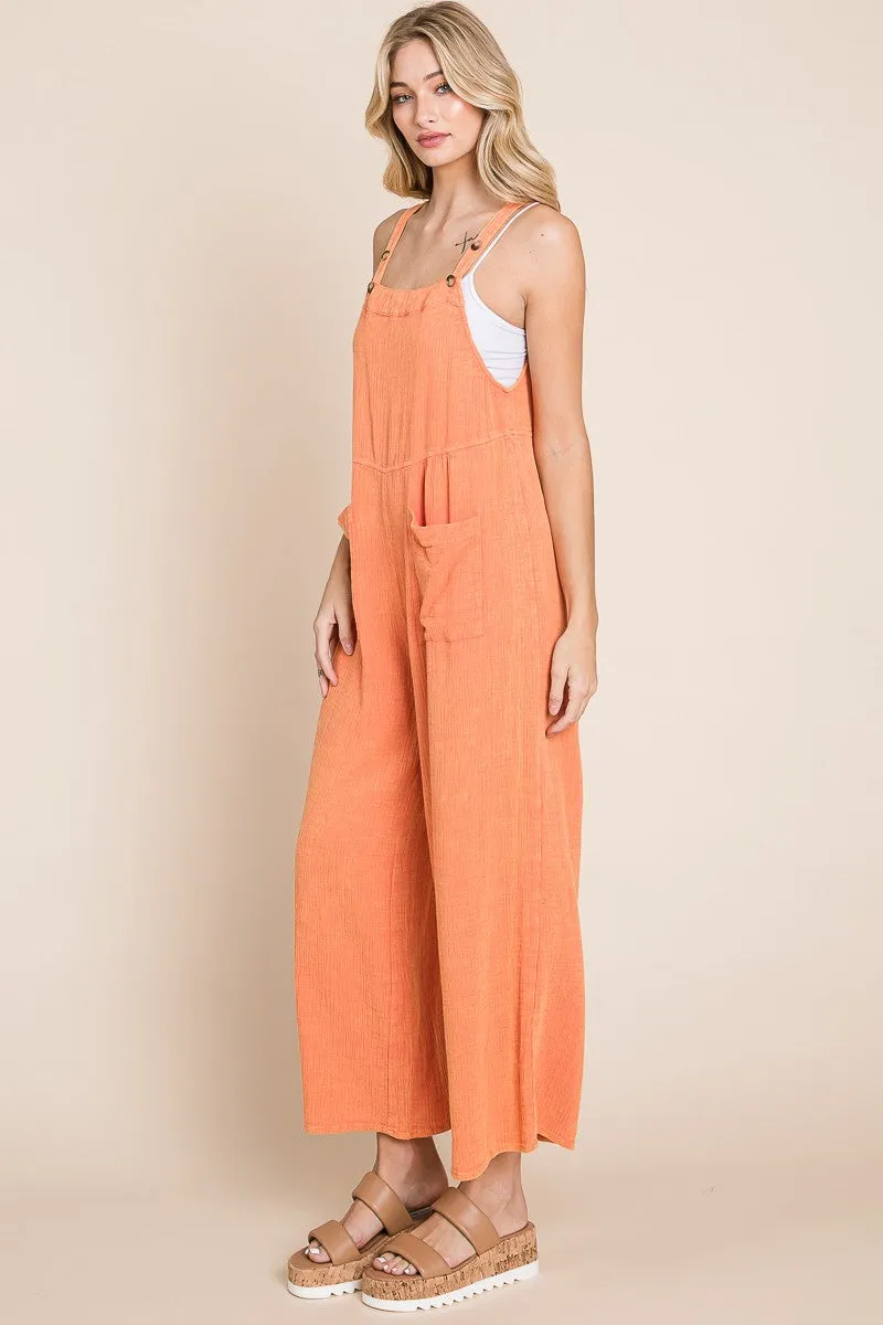 Mel Gauze Overall in Orange