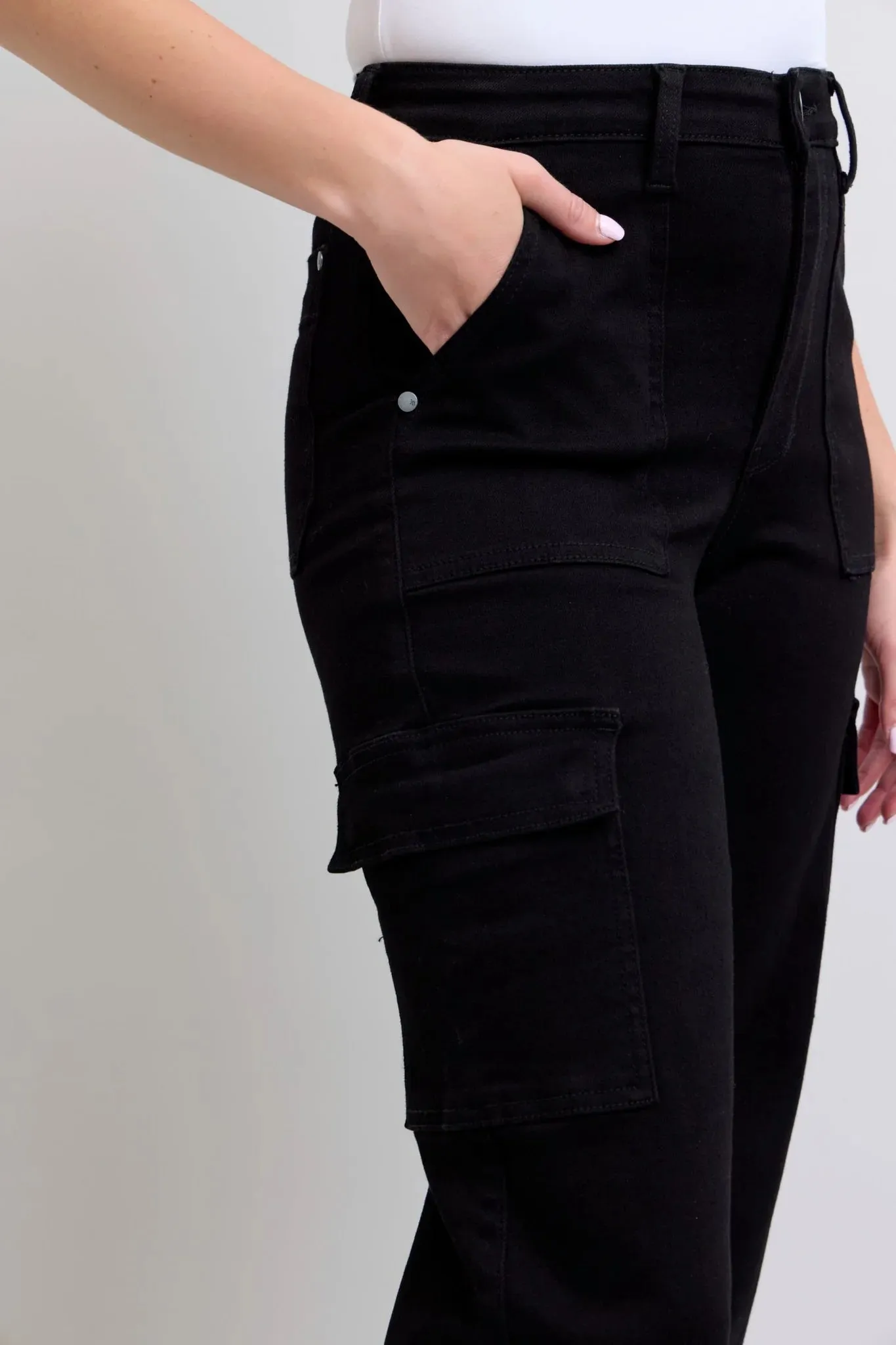 Melaine High Waist Cargo Wide Black