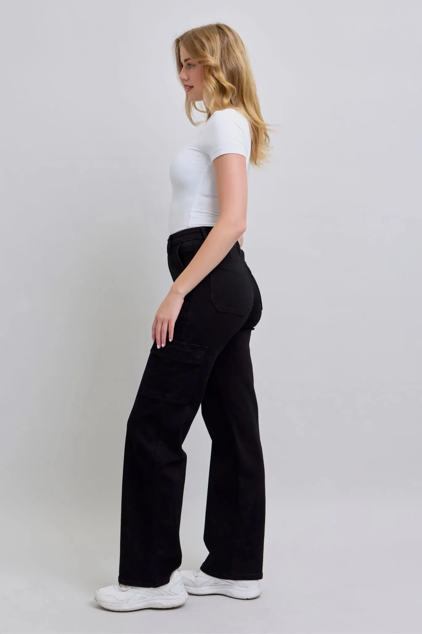 Melaine High Waist Cargo Wide Black