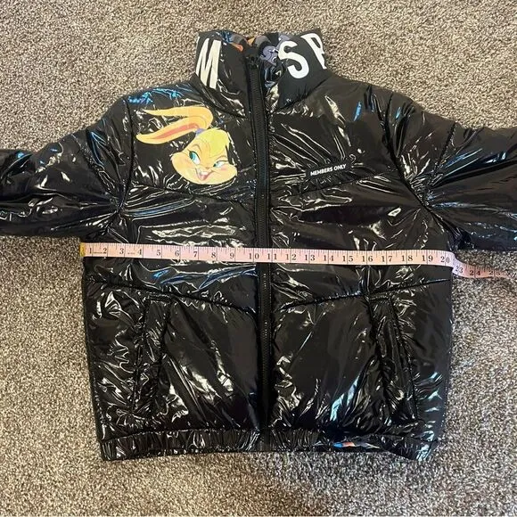 Members Only x Space Jam A New Legacy Hi Shine Black Puffer Jacket Size Large