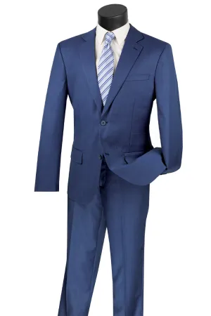 Mens 2 Button Modern Fit Textured Wool Suit in Navy