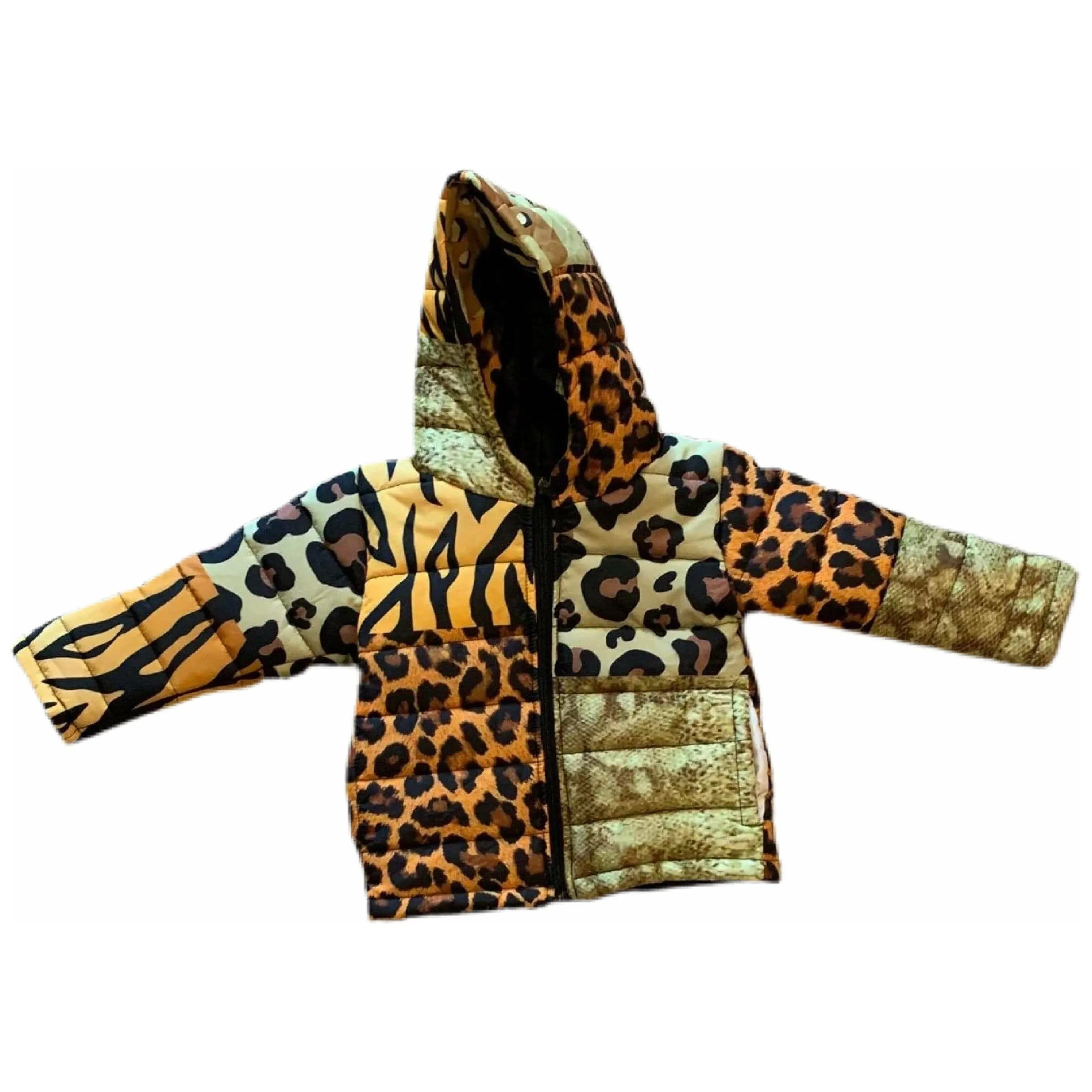 Men's Colorblocked Leopard Puffer