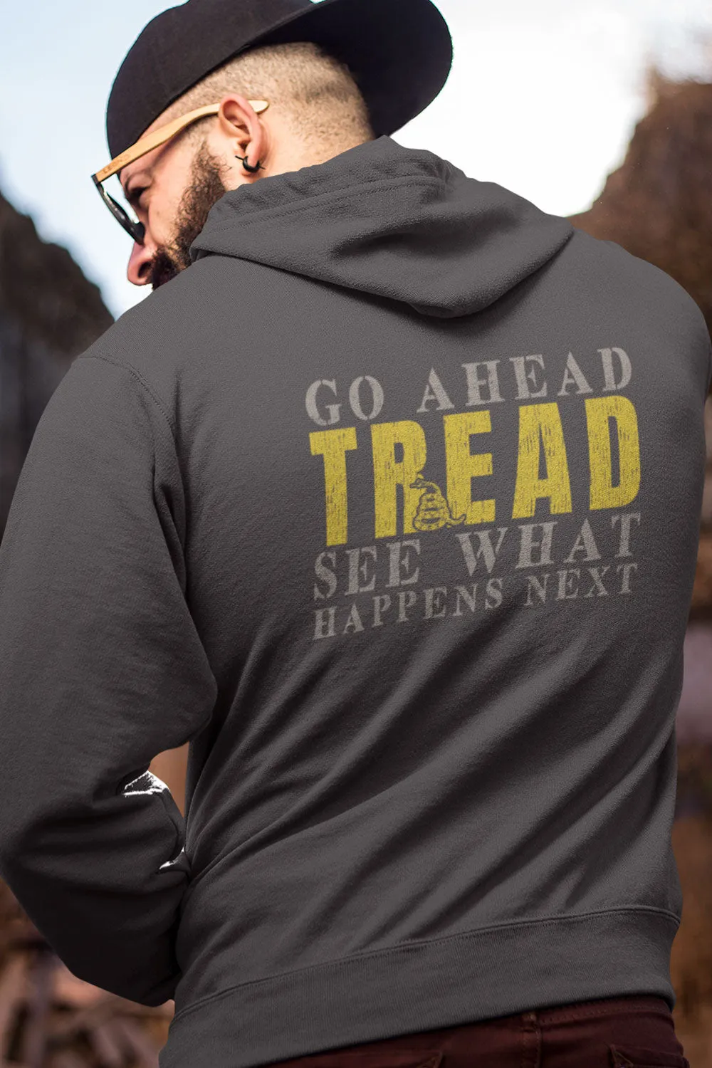 MEN'S ORGANIC COTTON PULLOVER HOODIE - Go Ahead Tread (MADE IN THE USA)