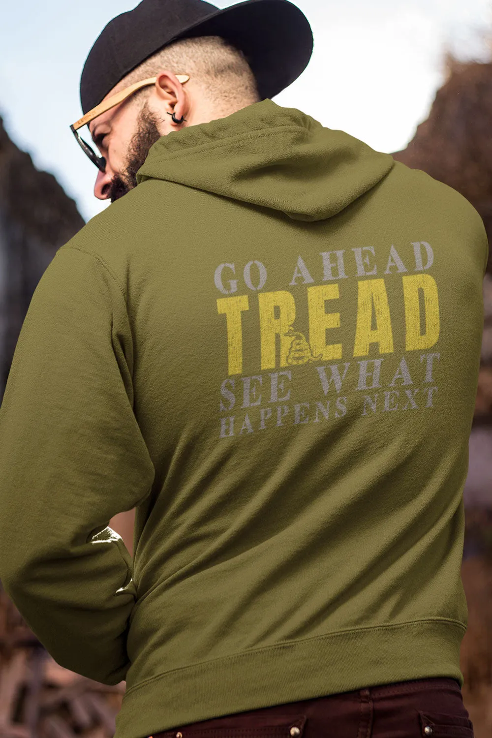 MEN'S ORGANIC COTTON PULLOVER HOODIE - Go Ahead Tread (MADE IN THE USA)