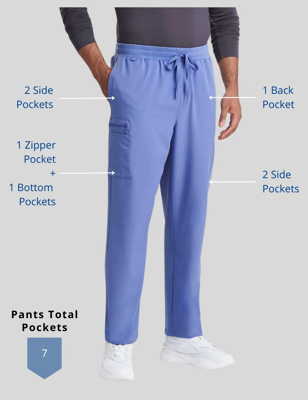 Mens Straight Leg Scrub Pants - Navy