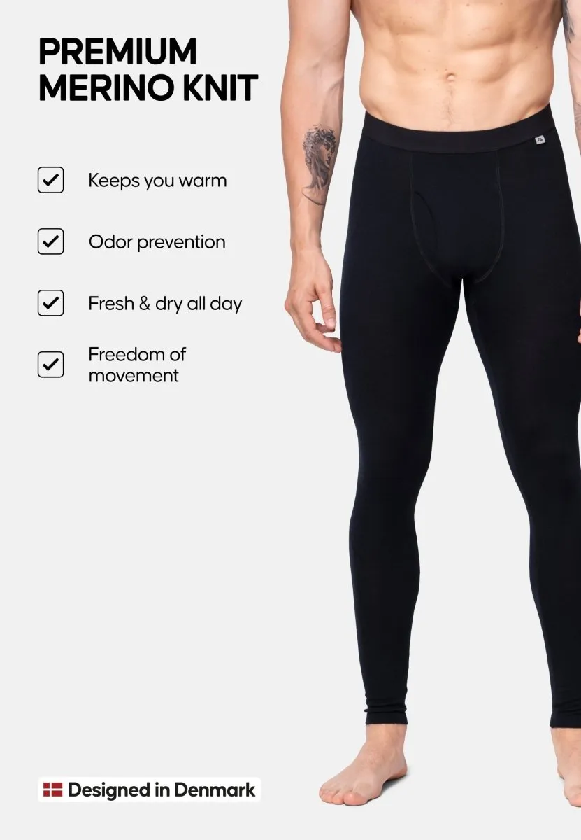 MERINO WOOL BASE LAYER PANTS WITH FLY FOR MEN
