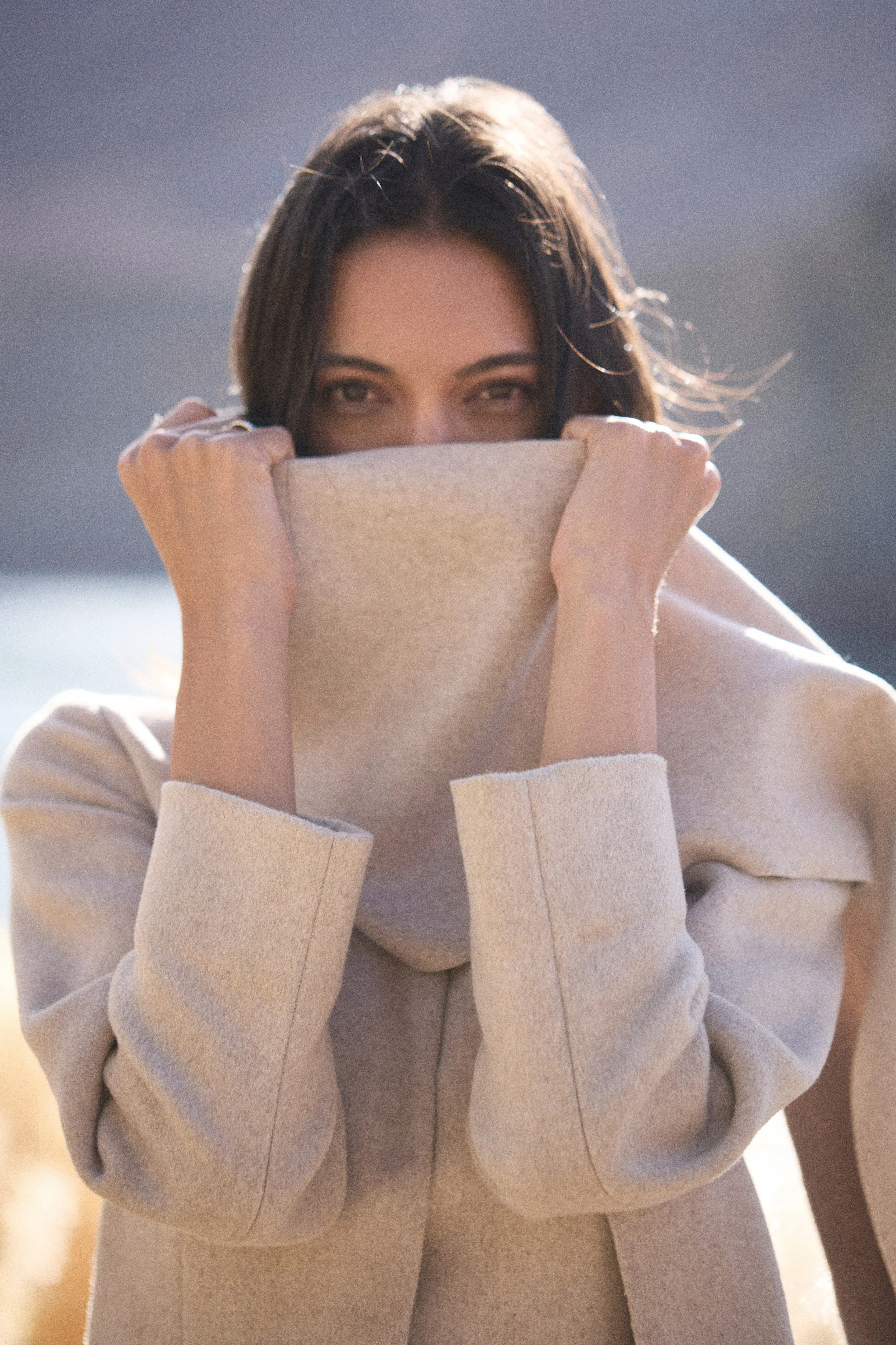 Merino Wool Blend Overlay Dress (Oatmeal)
