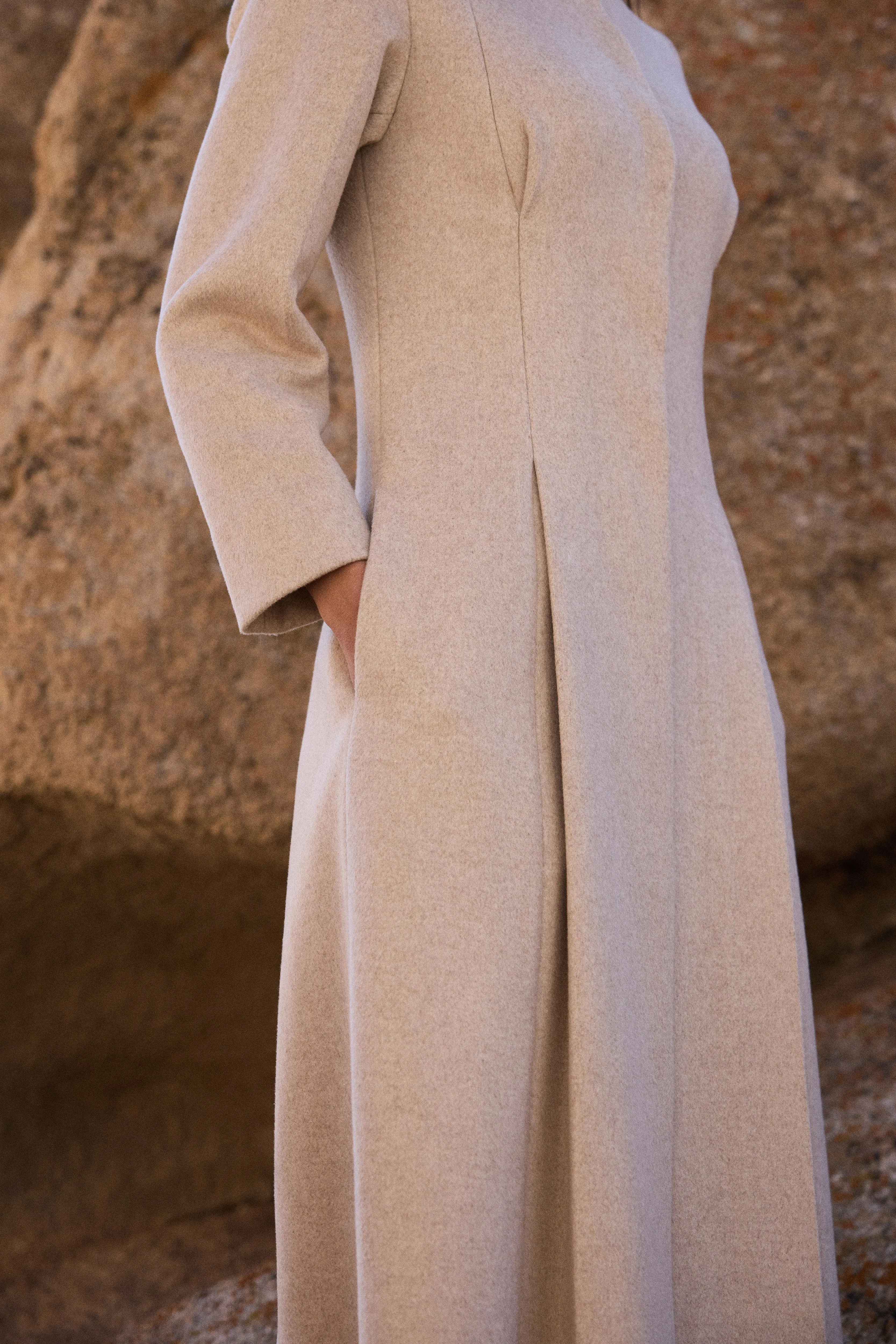 Merino Wool Blend Overlay Dress (Oatmeal)