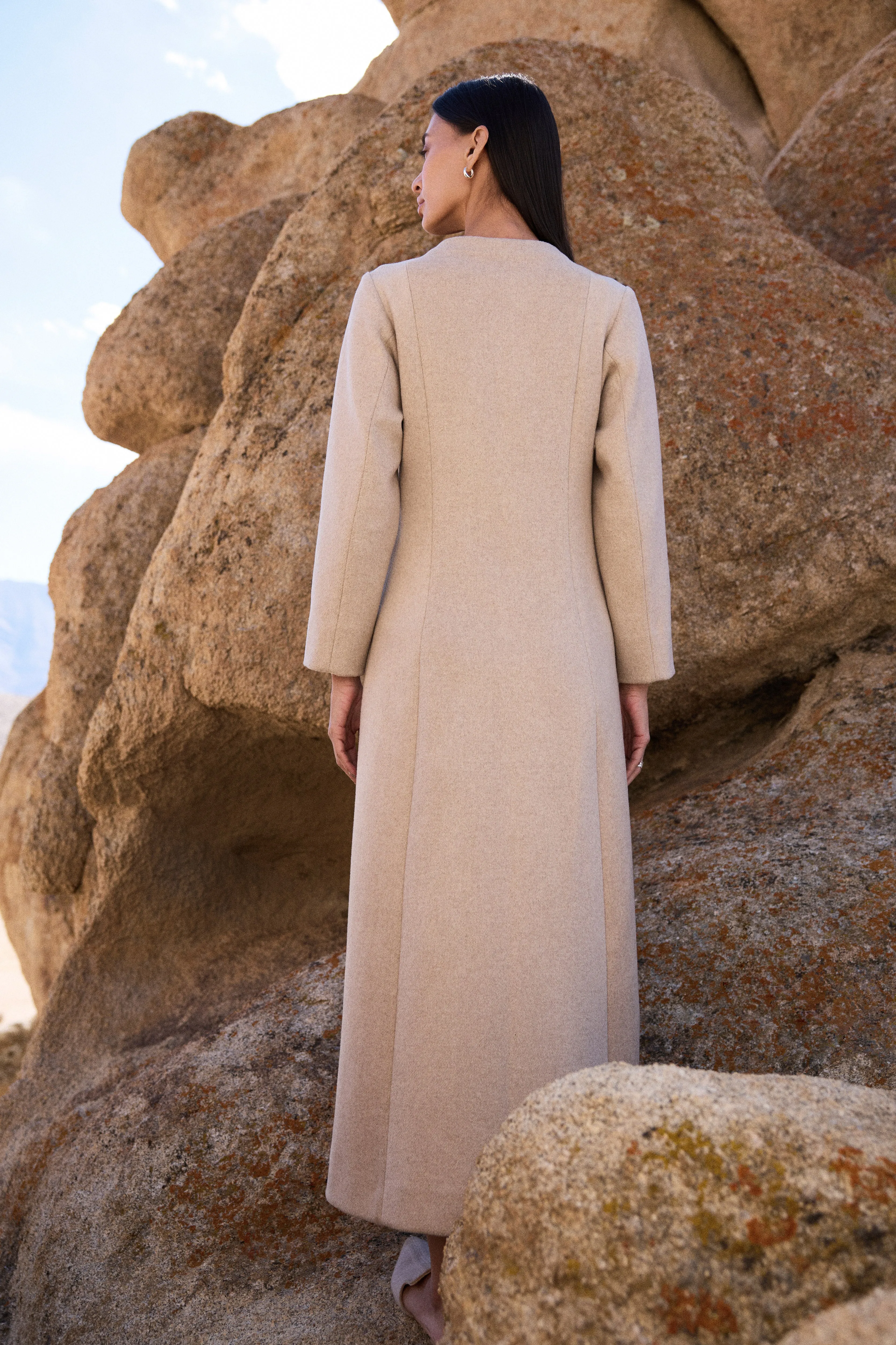Merino Wool Blend Overlay Dress (Oatmeal)