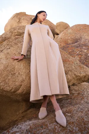 Merino Wool Blend Overlay Dress (Oatmeal)