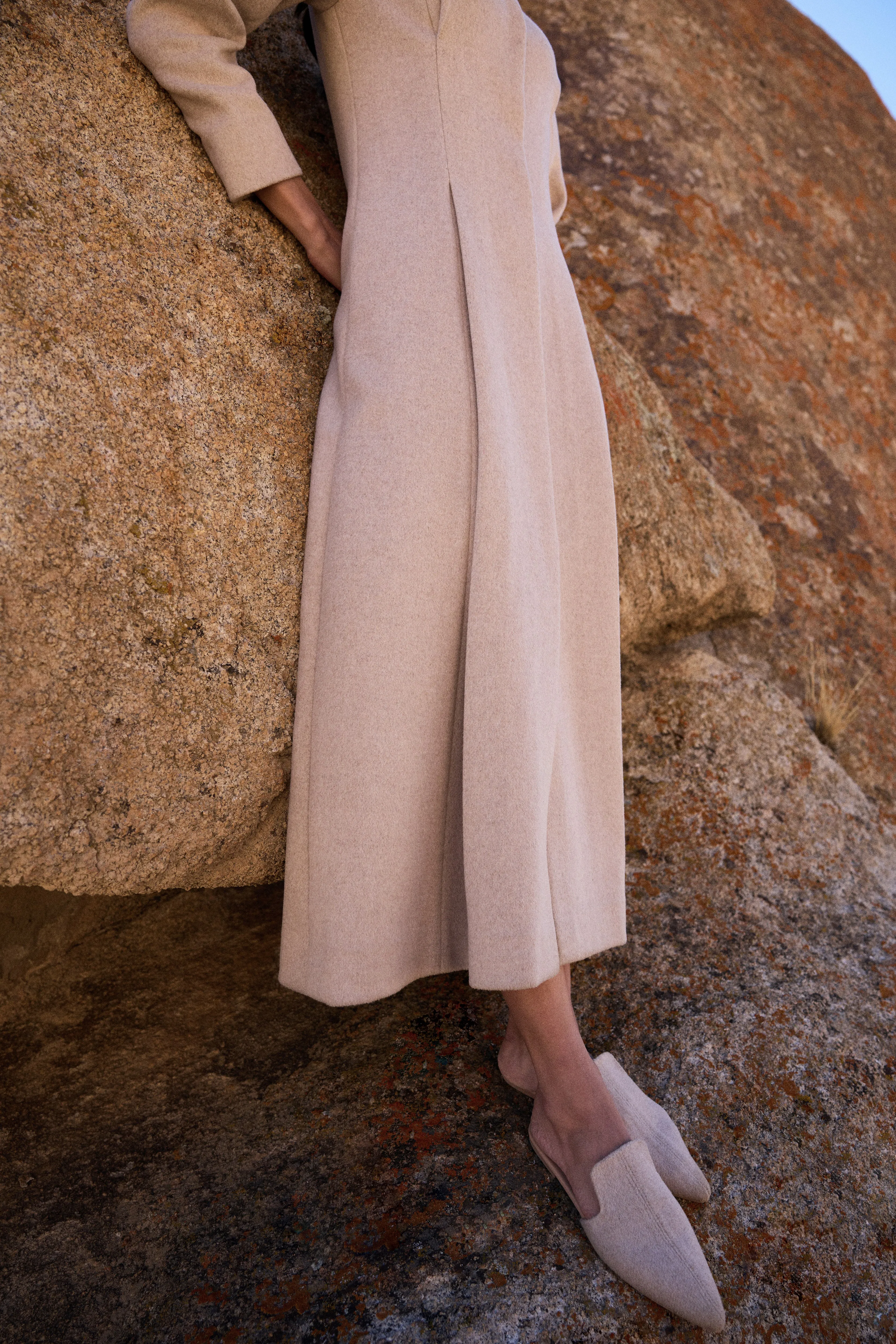 Merino Wool Blend Overlay Dress (Oatmeal)