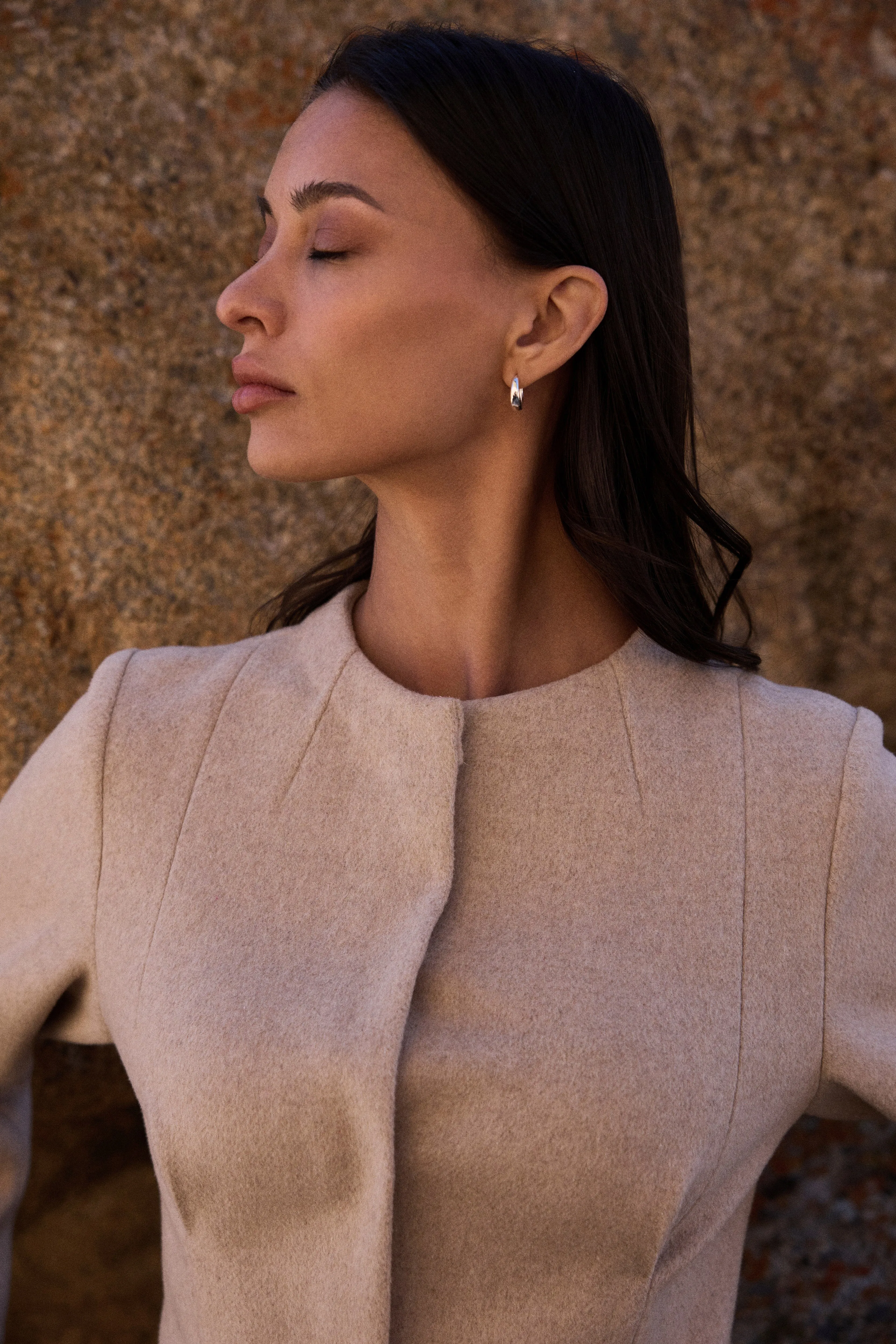 Merino Wool Blend Overlay Dress (Oatmeal)