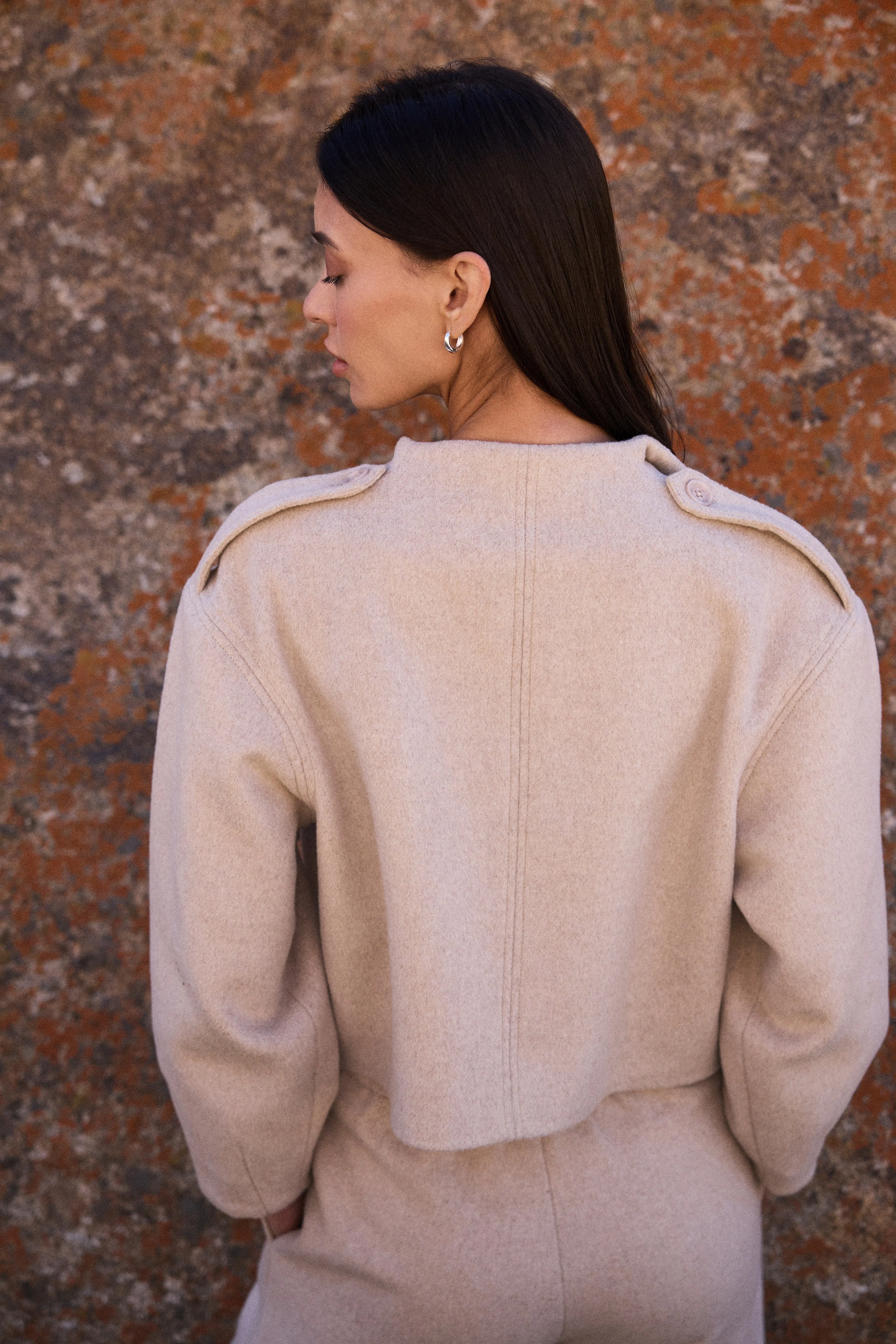 Merino Wool Blend Overshirt (Oatmeal)