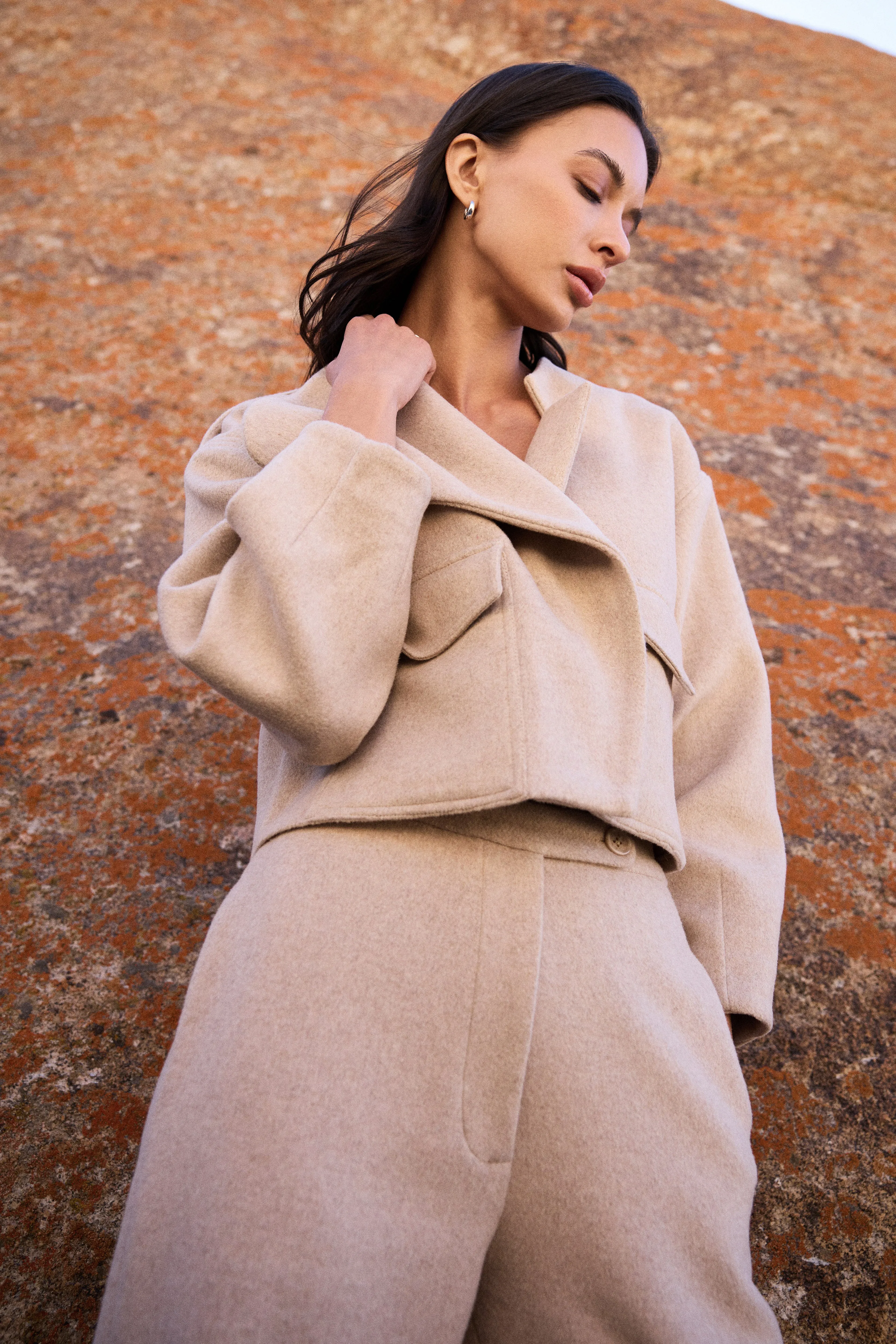 Merino Wool Blend Overshirt (Oatmeal)