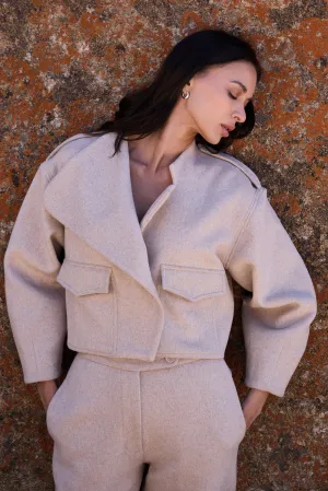 Merino Wool Blend Overshirt (Oatmeal)