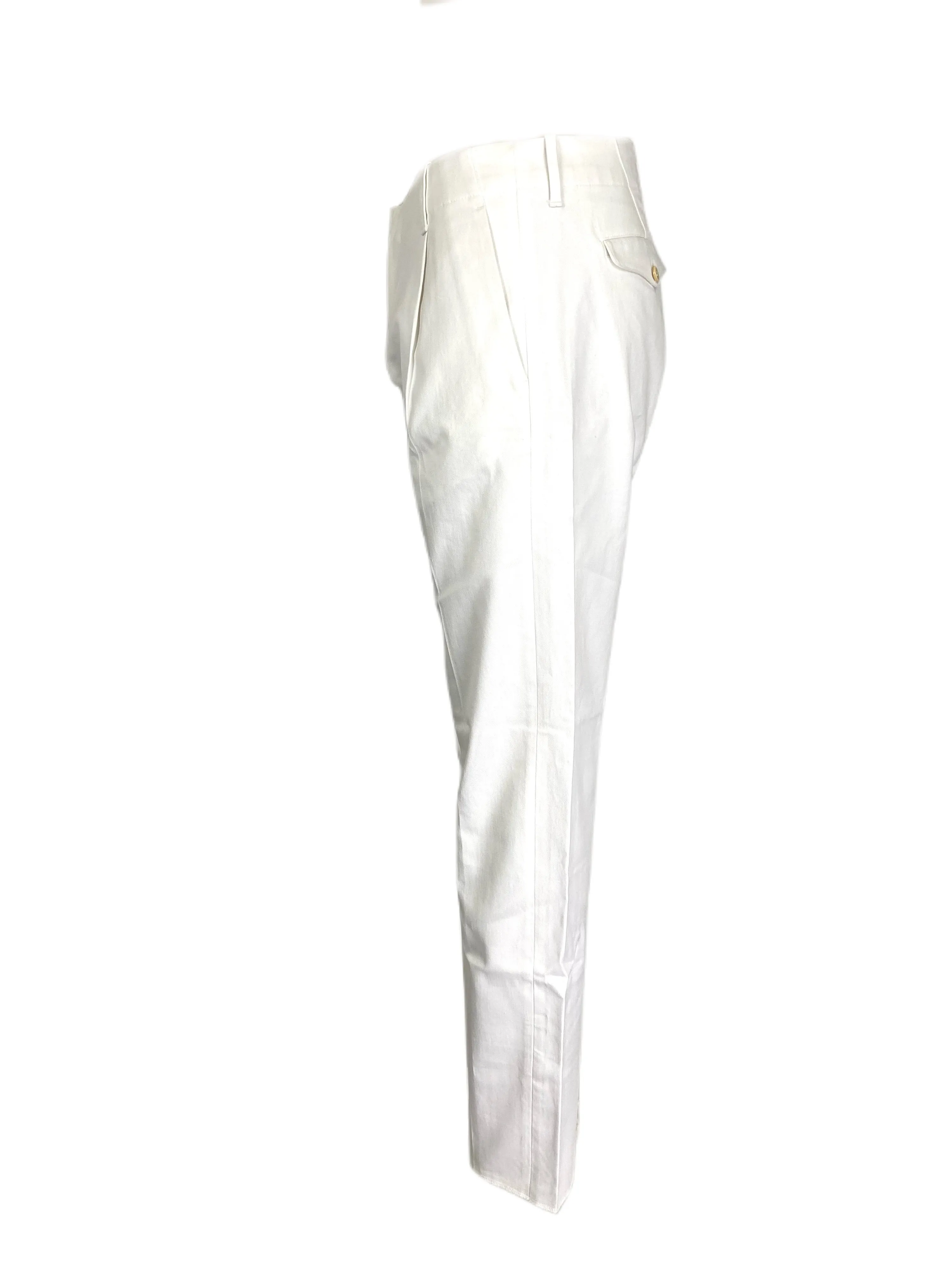 MESSAGERIE Men's White Straight Leg Chinos Pants Sz 38 NWT