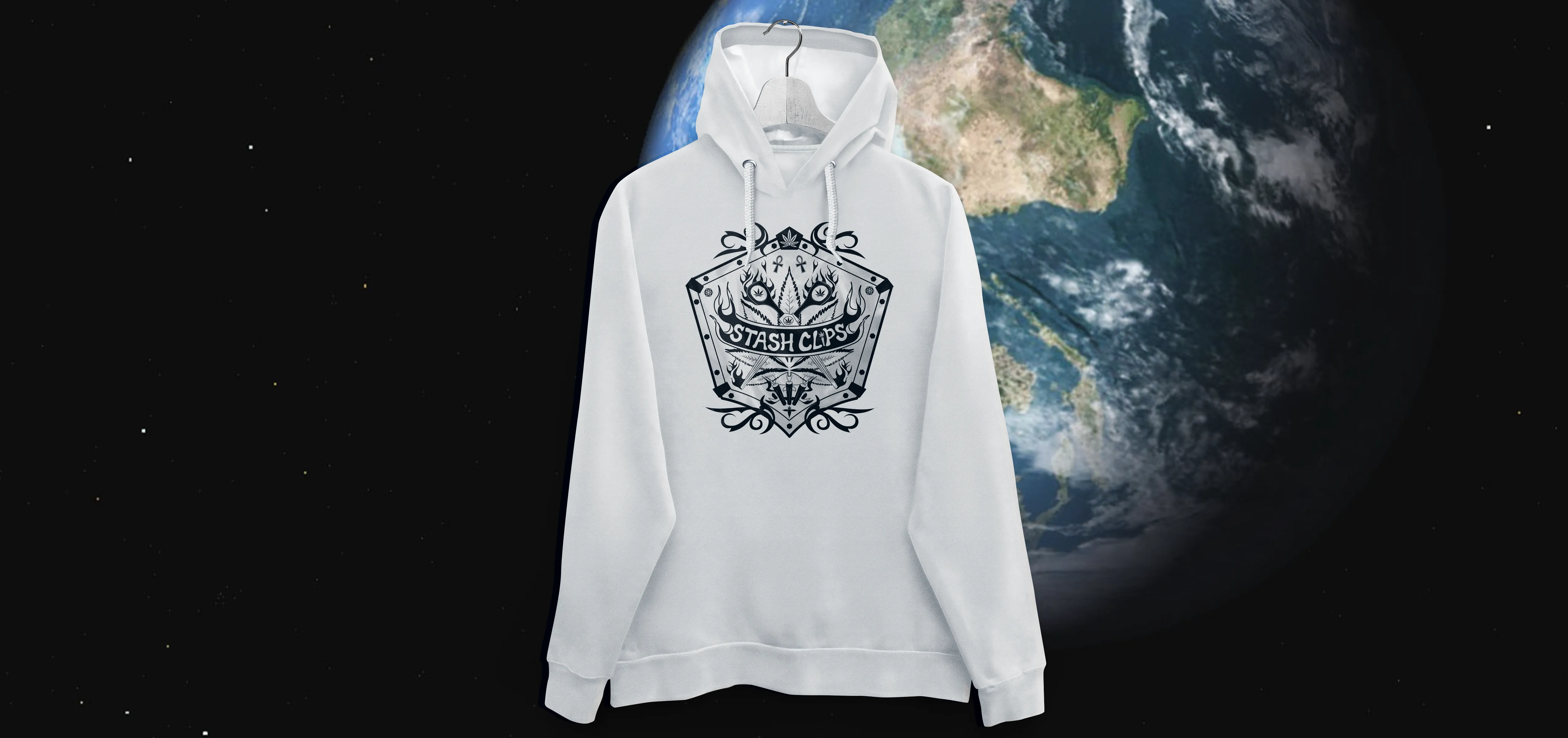 MH 4- 'Stash Clips Black and White Shield' Men's hoodie
