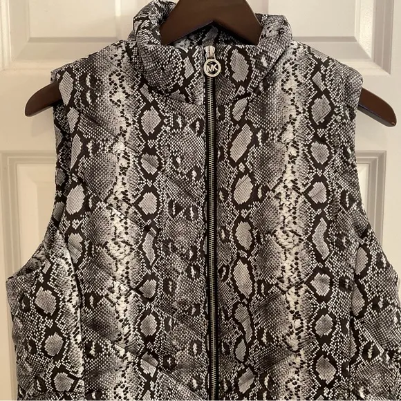 MICHAEL Michael Kors Snakeskin Print Puffer Vest - NWT - Large