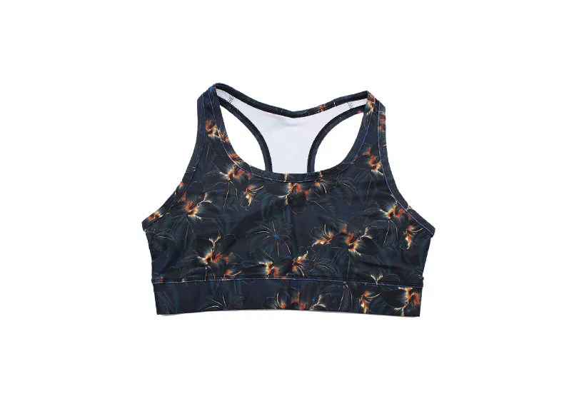 Midnight Blooms Sports Bra