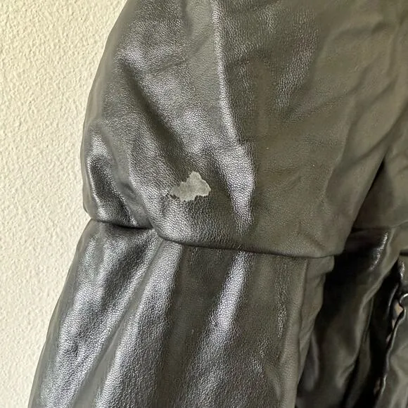 MILLY Black Faux Leather Puffer Jacket