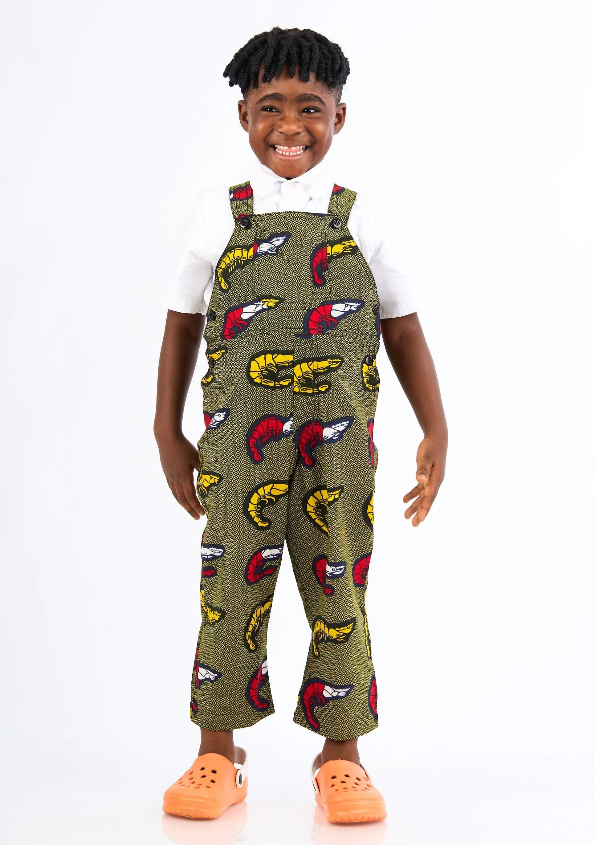 Mini Overalls - Yellow Prawns