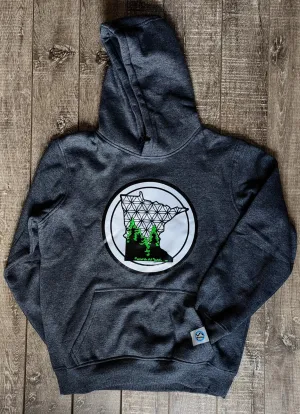 Minnesota Tri-colored Emblem | Stagger Lee's Charcoal Fleece Hoodie