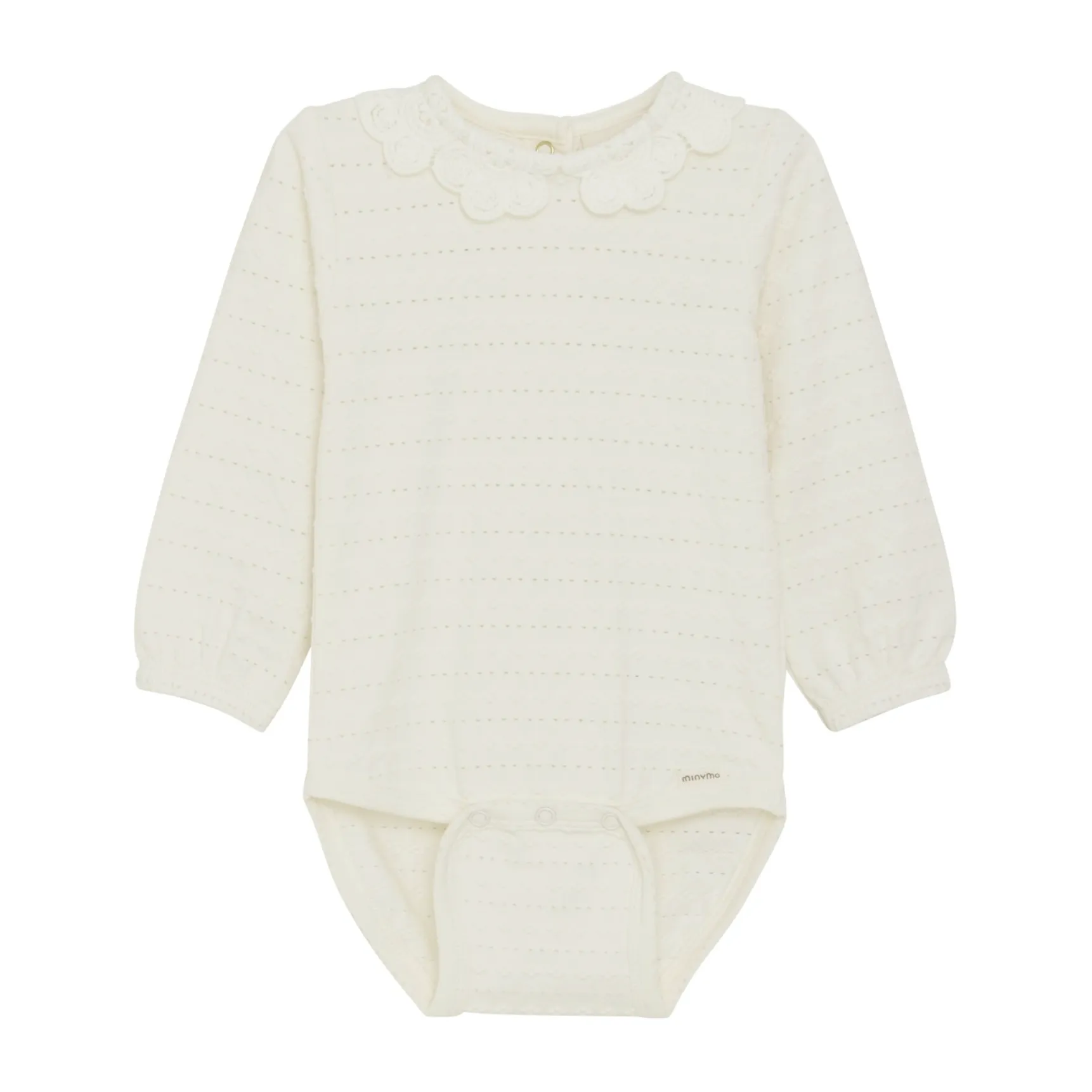 Minymo Long Sleeve Jacquard Bodysuit-Eggnog