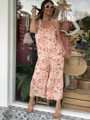 Miranda Overalls - White and Peach