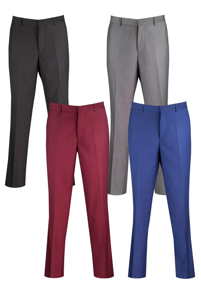 Modern Fit Flat Front Pre-Hemmed Dress Pants (Gray) OM-TR