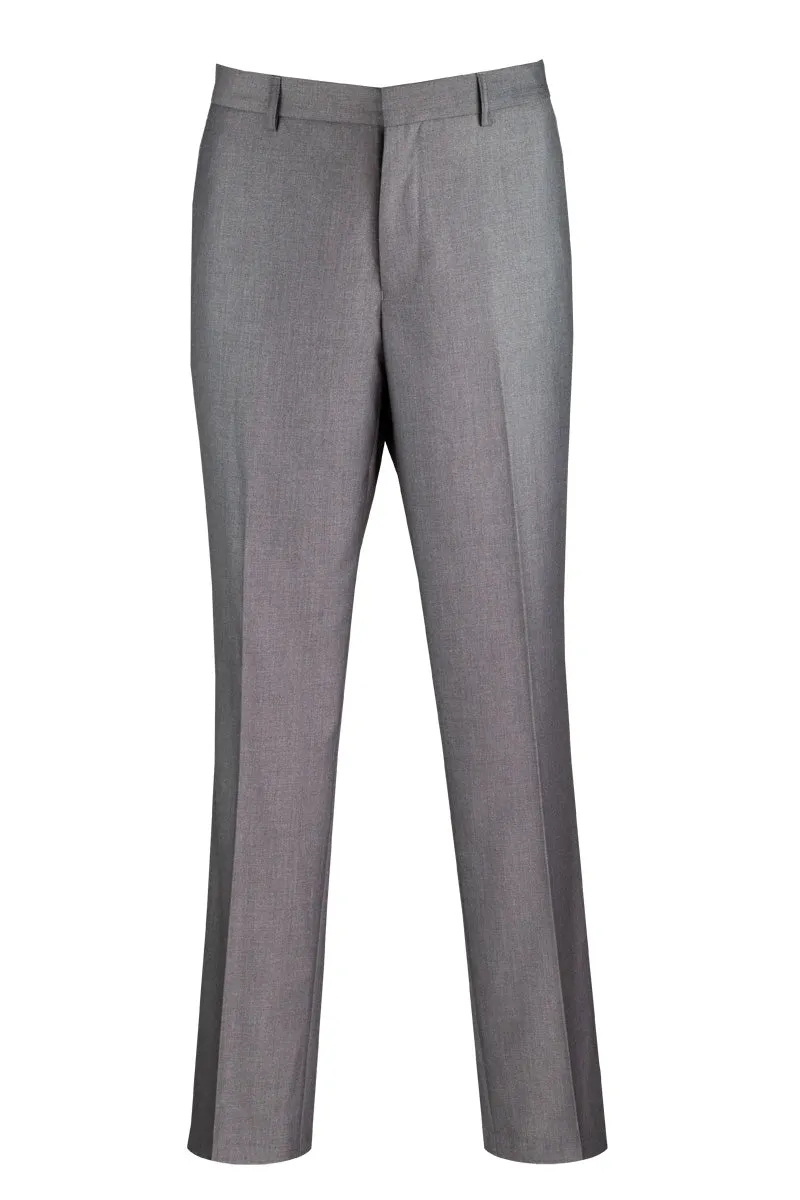 Modern Fit Flat Front Pre-Hemmed Dress Pants (Gray) OM-TR