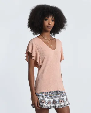 MOLLY BRACKEN RUFFLE SLEEVE TOP