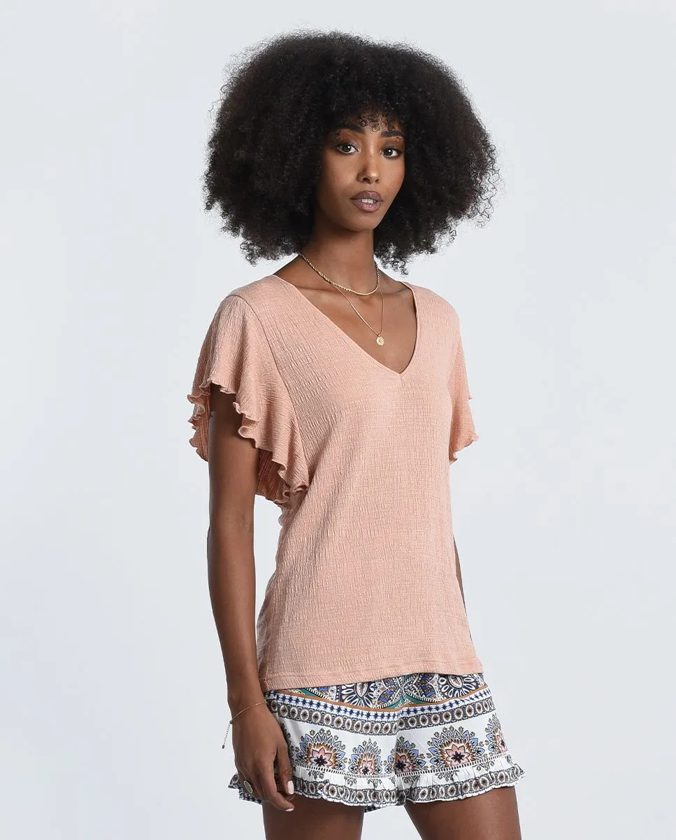 MOLLY BRACKEN RUFFLE SLEEVE TOP