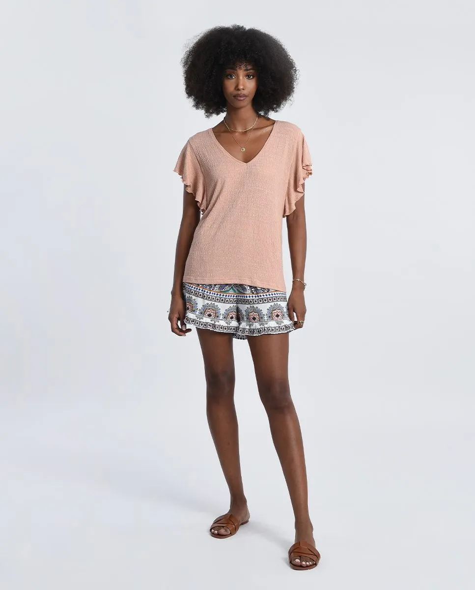 MOLLY BRACKEN RUFFLE SLEEVE TOP
