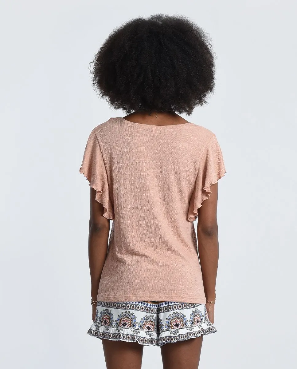 MOLLY BRACKEN RUFFLE SLEEVE TOP
