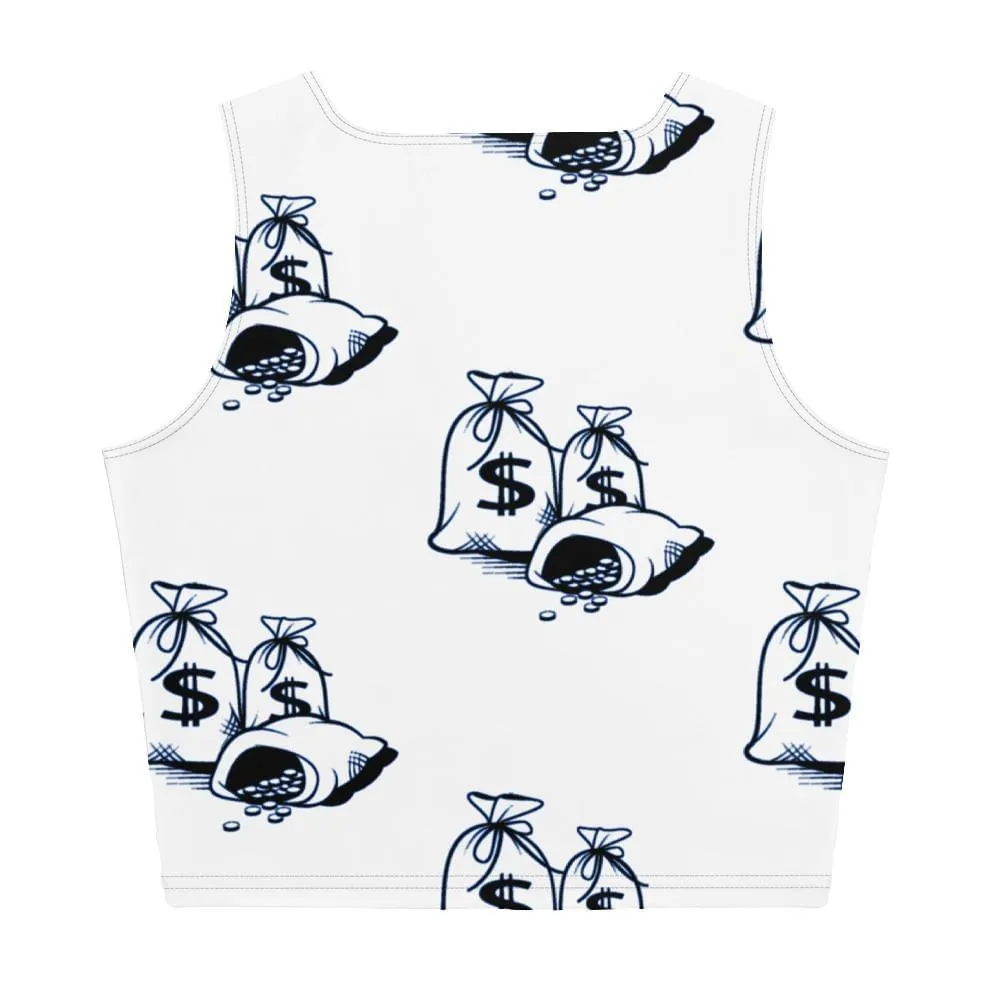 Money Bags Fitted Crop Top - White