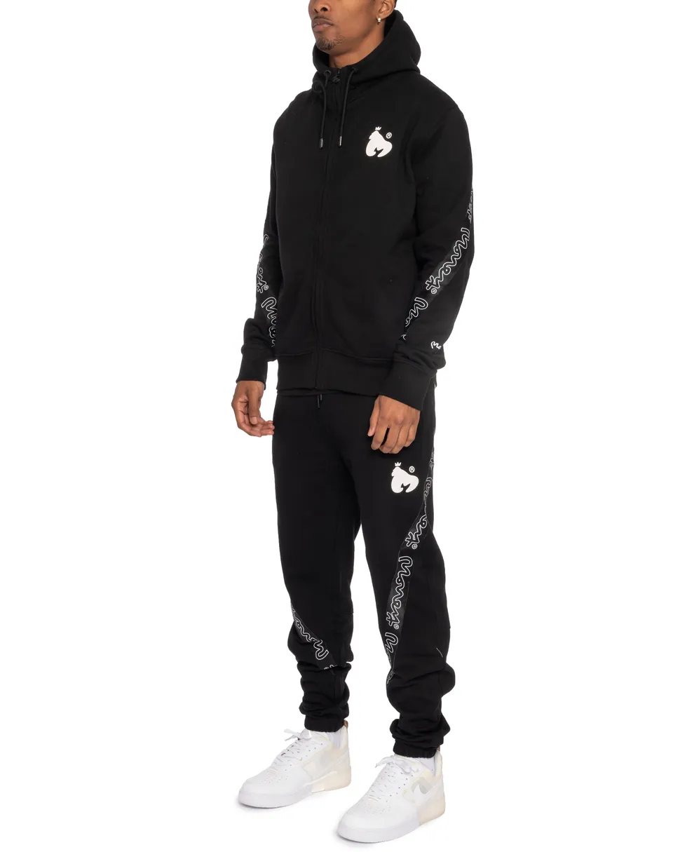 Money Trks46005 Strap Line Full Zip Hoodie Black