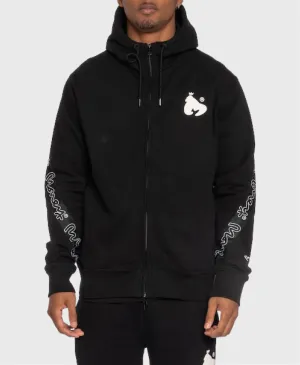 Money Trks46005 Strap Line Full Zip Hoodie Black