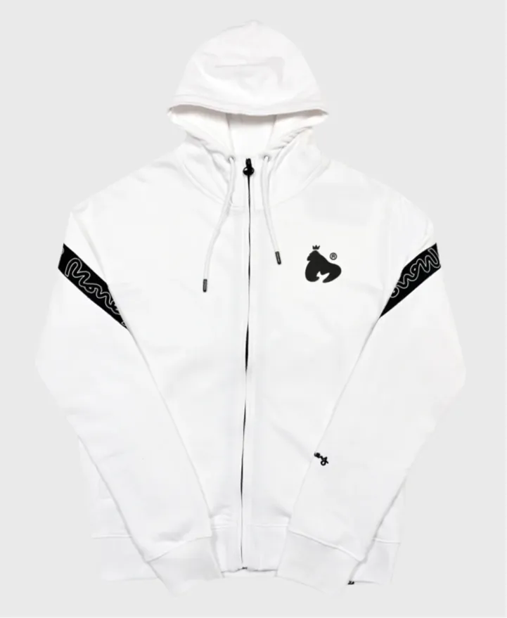 Money Trks46005 Strap Line Full Zip Hoodie White