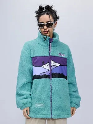 Mountains Patchwork Sherpa Coat